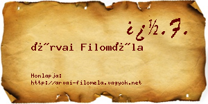 Árvai Filoméla névjegykártya